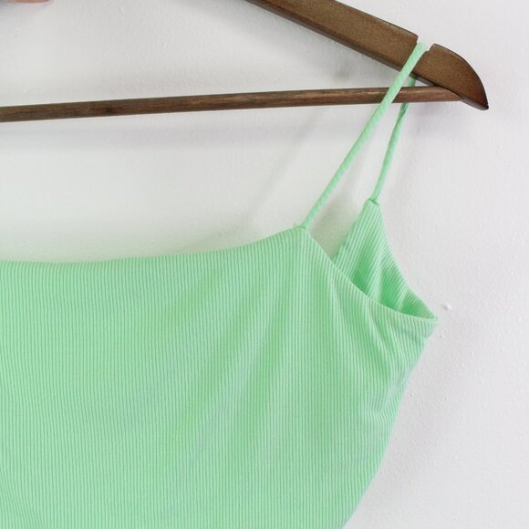 Superdown Ribbed Twist Back Crop Cami Mint Green Size S - Picture 2 of 5